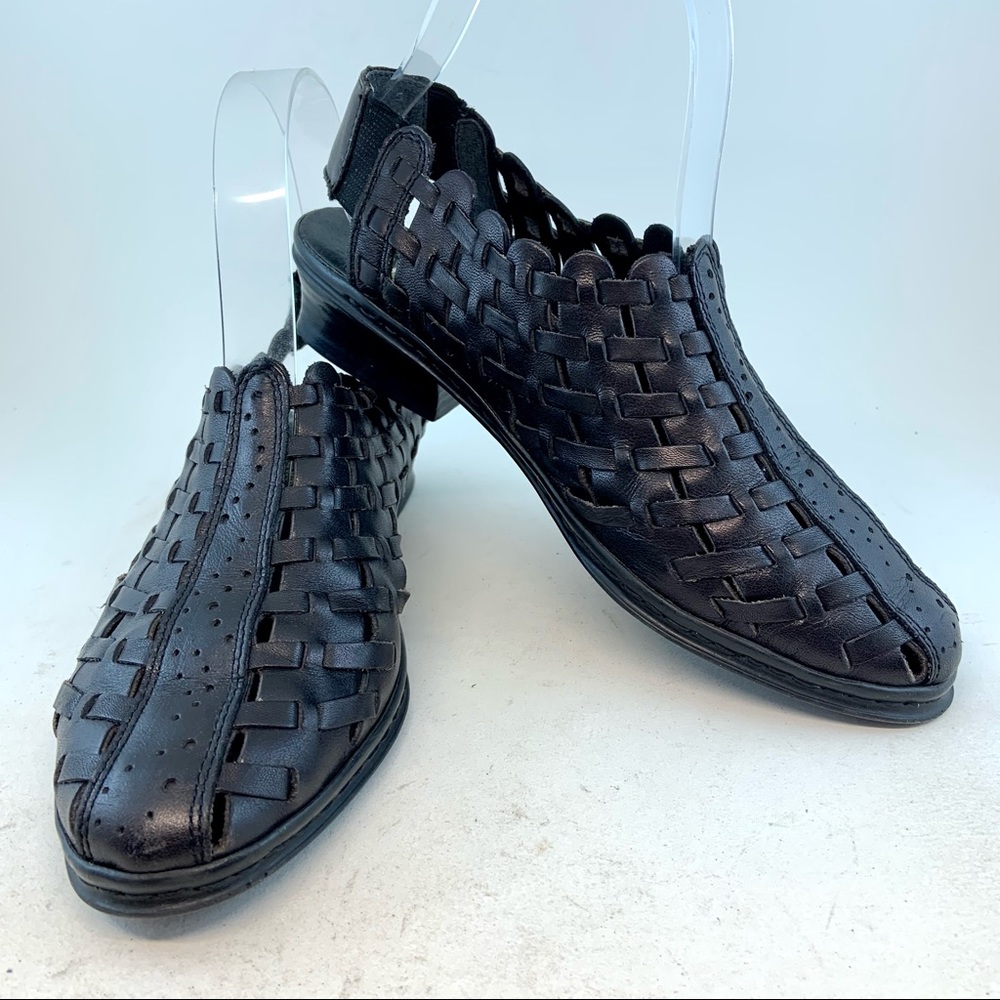 Rieker Antistress Black Woven Sina Sandals Slingbacks, size 35 5 5.5